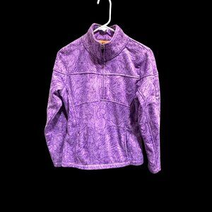 Cascade Sport Women's Purple 1/4 Zip Fleece Pullover, M, Swirl Pattern.